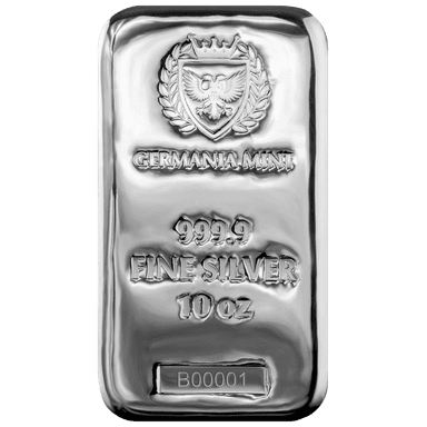 Germania Mint zilverbaar 10 troy ounce