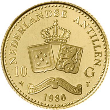 Gouden 10 gulden munt Nederlandse Antillen