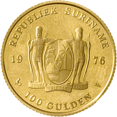 Gouden 100 gulden munt Suriname