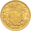Gouden 20 Francs munt Zwitserland 1