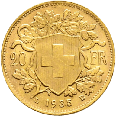 Gouden 20 Francs munt Zwitserland