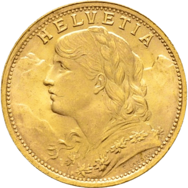 Gouden 20 Francs munt Zwitserland