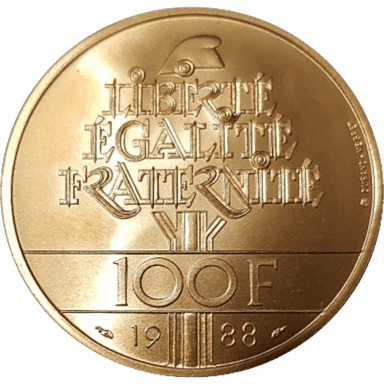 Gouden 100 Franc munt Frankrijk 1988
