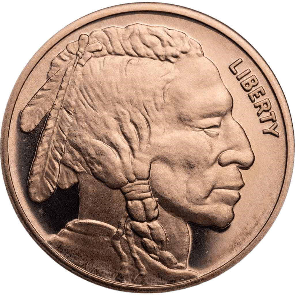 Koperen Indian Head munt 1 troy ounce