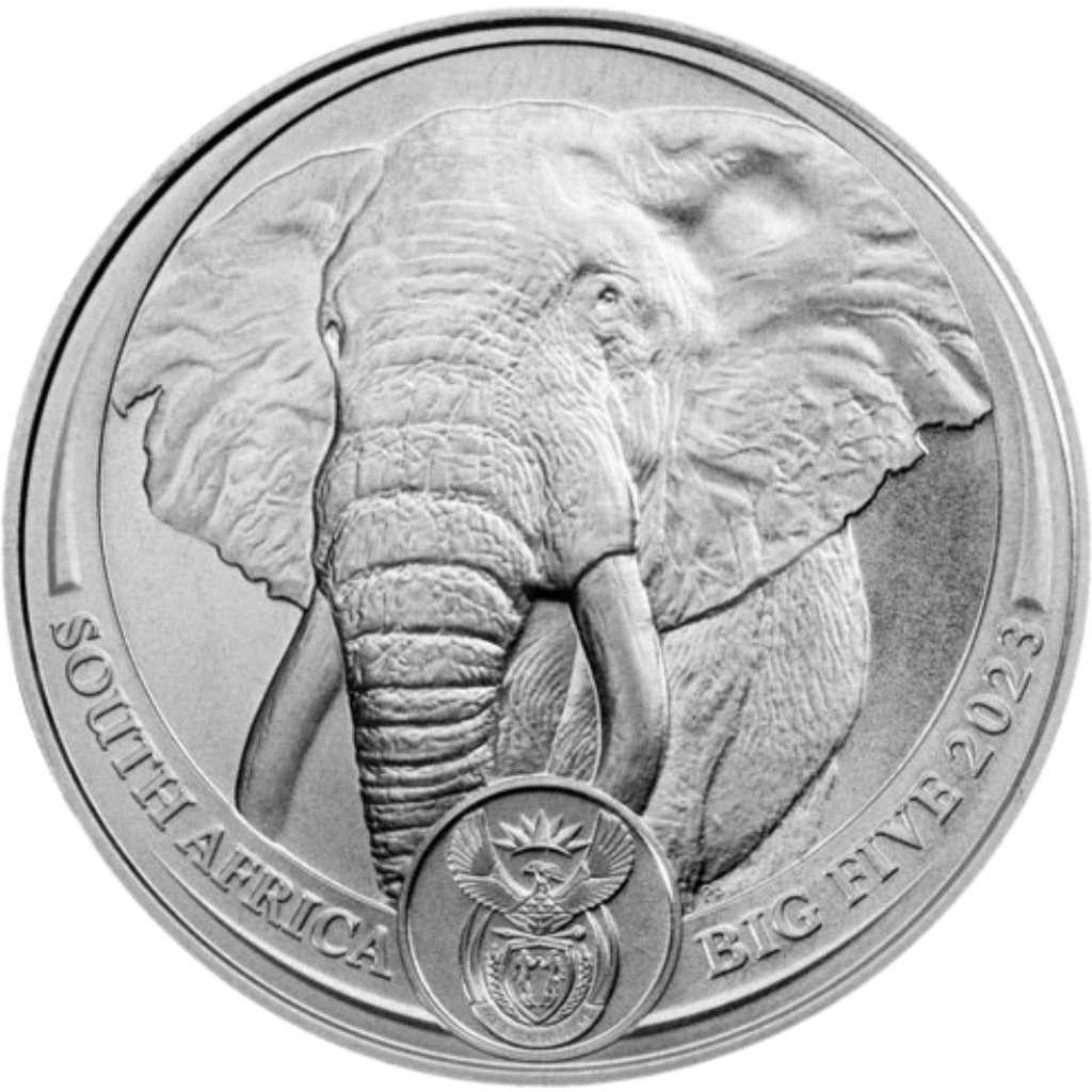 Platina Big Five Elephant munt 1 troy ounce