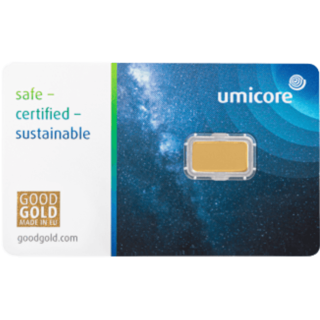 Umicore goudbaar 1 gram geschenkkaart