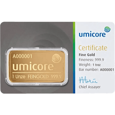 Umicore goudbaar 31,1 gram