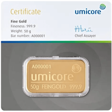 Umicore goudbaar 50 gram