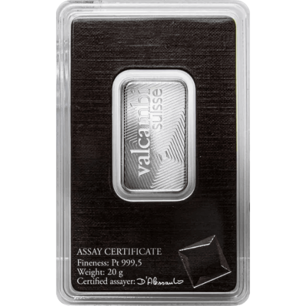 Valcambi platinabaar 20 gram