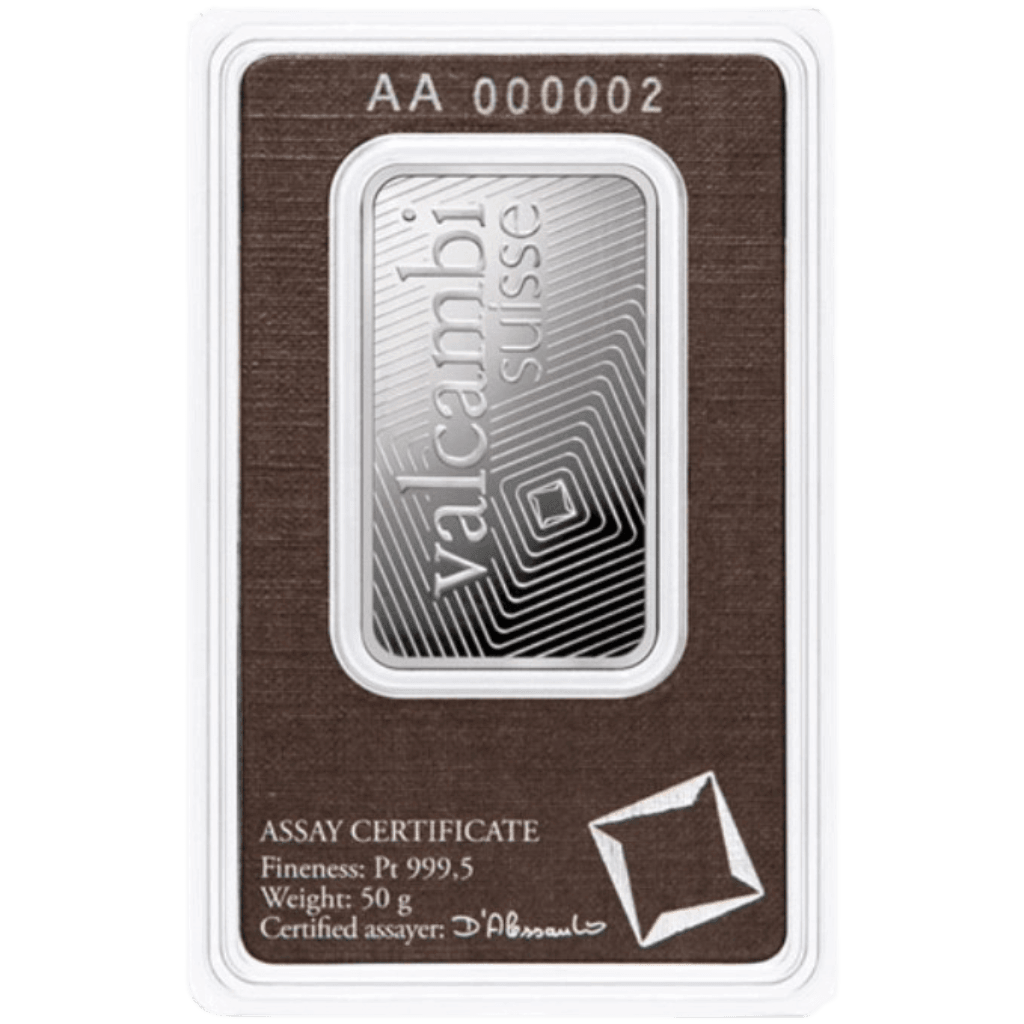 Valcambi platinabaar 50 gram