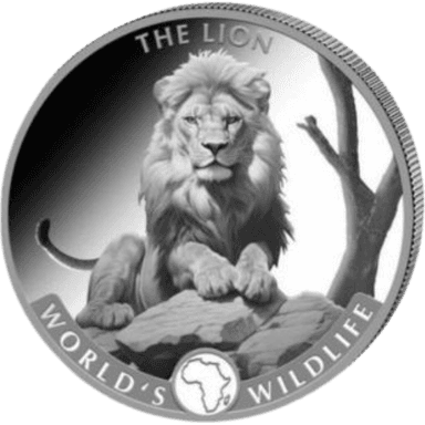 Zilveren World's Wildlife Lion munt 1 troy ounce munt