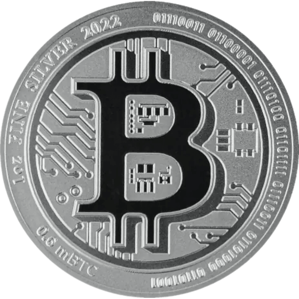 Zilveren Bitcoin munt 1 troy ounce