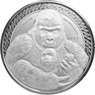 Zilveren Congo Silverback Gorilla munt 1 troy ounce