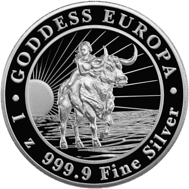 Zilveren Goddess of Europa munt 1 troy ounce