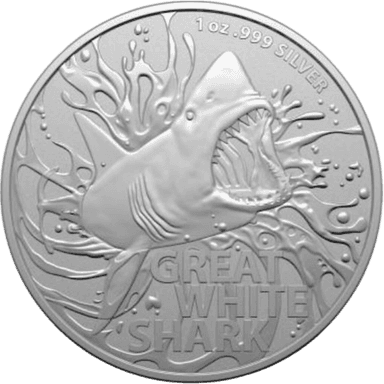 Zilveren Great White Shark munt 1 troy ounce