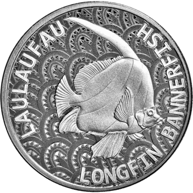 Zilveren Longfin Bannerfish munt 1 troy ounce