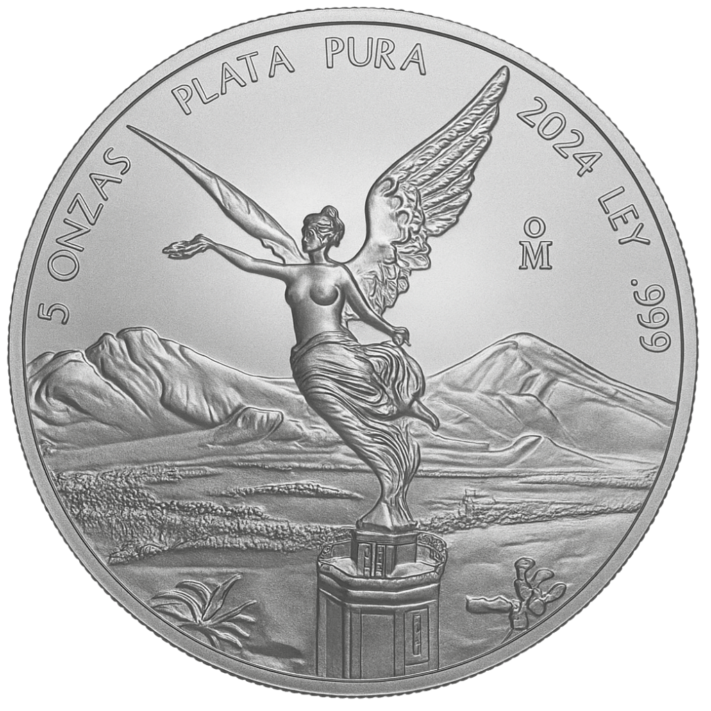 Zilveren Mexican Libertad munt 5 troy ounce