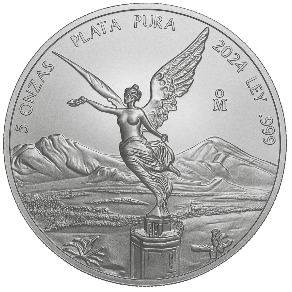 Zilveren Mexican Libertad munt 5 troy ounce