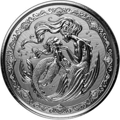 Zilveren Pacific Mermaid and Daughter munt 1 troy ounce