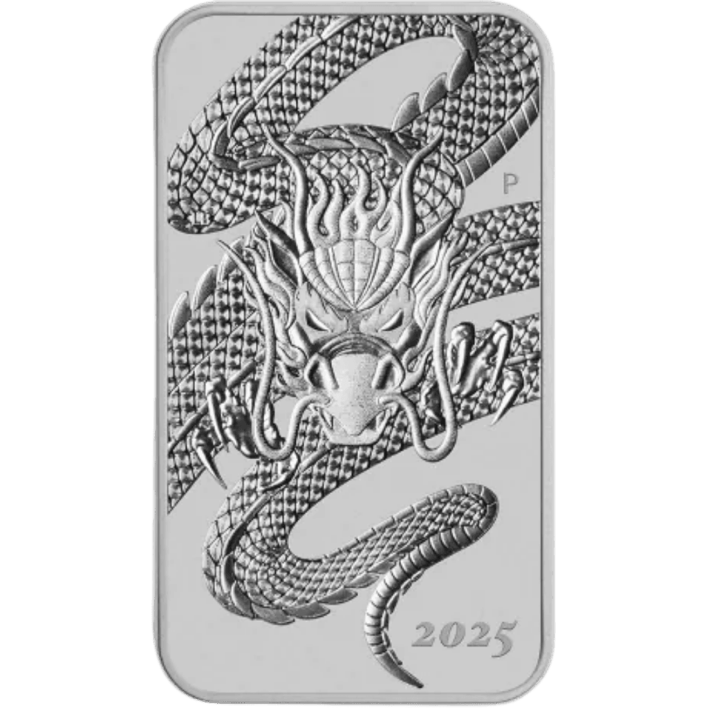 Zilveren Rectangular Dragon muntbaar 1 troy ounce