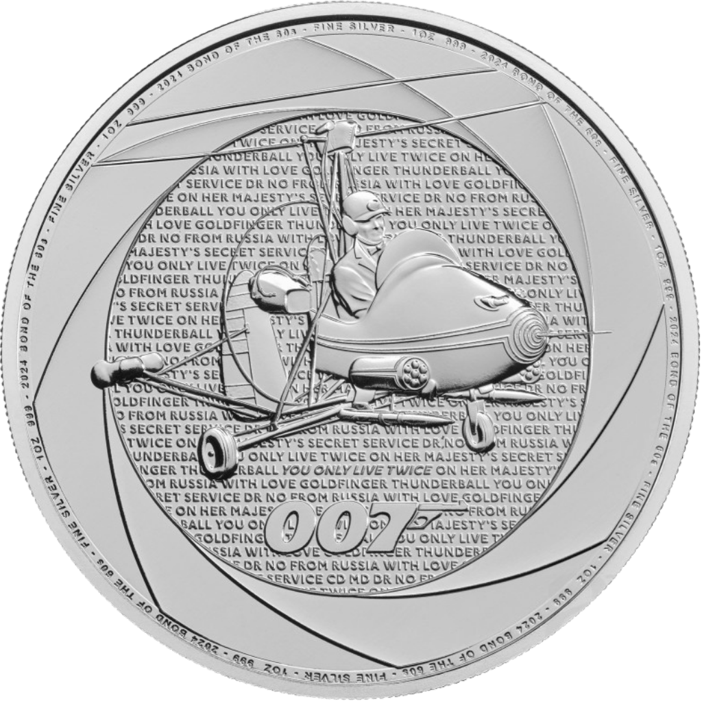 Zilveren Six Decades of James Bond  munt 1 troy ounce