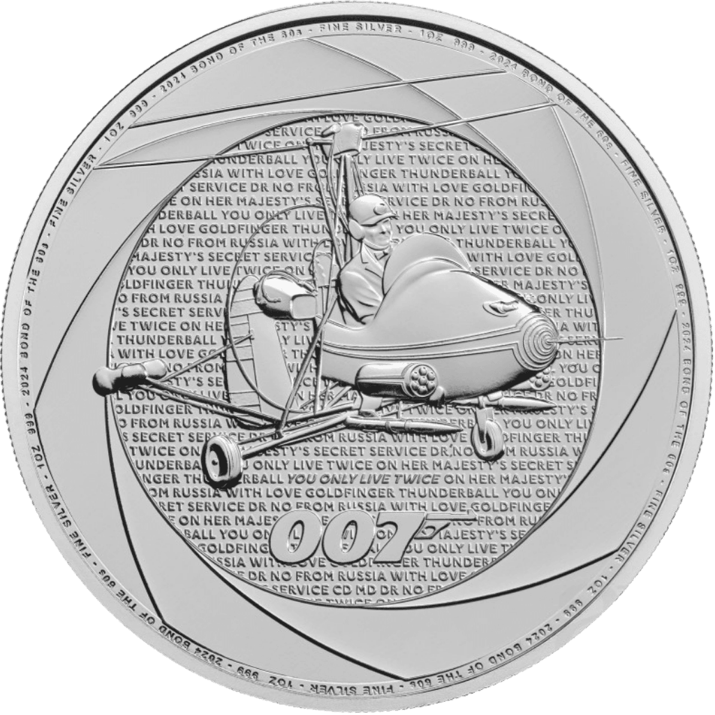 Zilveren Six Decades of James Bond  munt 1 troy ounce