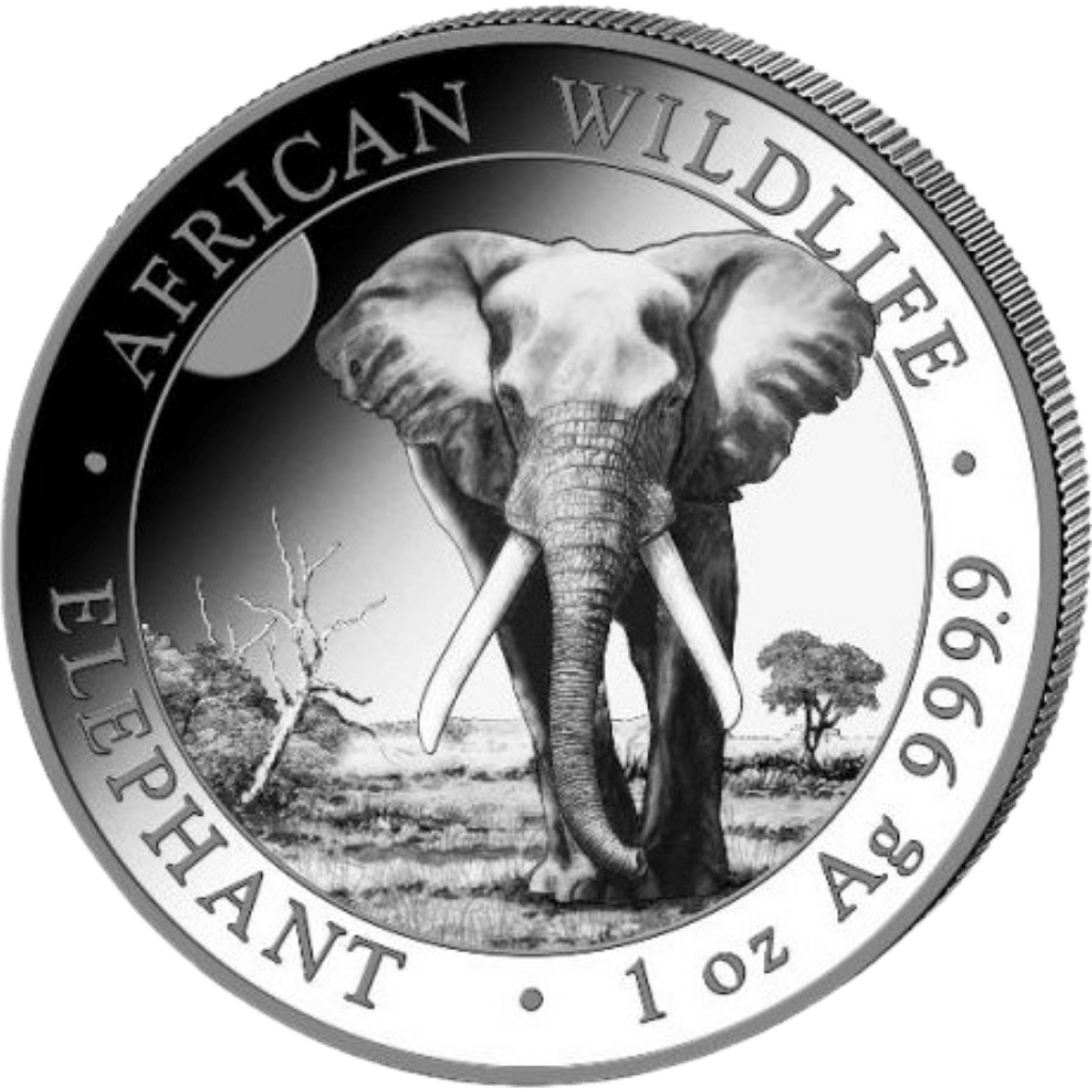 Zilveren Somalische Olifant munt 1 troy ounce