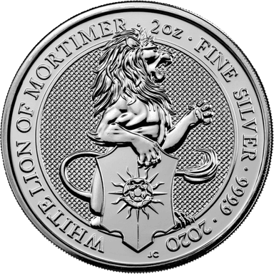 Zilveren White Lion of Mortimer munt 2 troy ounce
