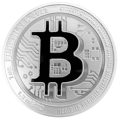 Zilveren Bitcoin munt 1 troy ounce