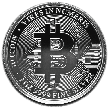 Zilveren Bitcoin munt 1 troy ounce