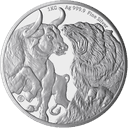 Zilveren Bull & Bear munt 1 kilo 1