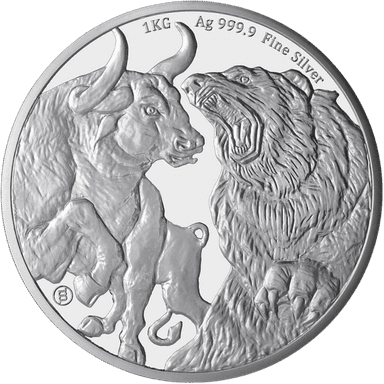 Zilveren Bull & Bear munt 1 kilo