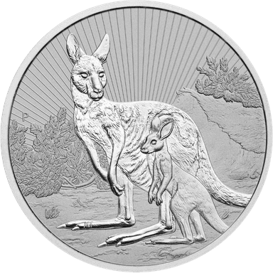 Zilveren Kangaroo Mother & baby munt 2 troy ounce