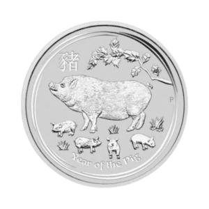 Year of the Pig 1 kilo zilveren munt 2017 voorkant