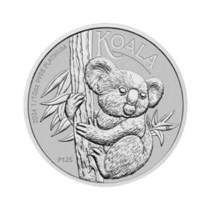 1:10 troy ounce platina Koala munt 2024 voorkant