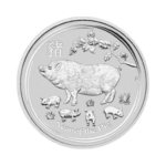 Year of the Pig 5 troy ounce zilveren munt 2019 voorkant