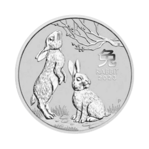 Year of the Rabbit 2 troy ounce zilveren munt 2023 voorkant