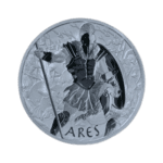 Gods of Olympus Ares 1 troy ounce zilveren munt 2023 voorkant