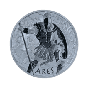 Gods of Olympus Ares 1 troy ounce zilveren munt 2023 voorkant