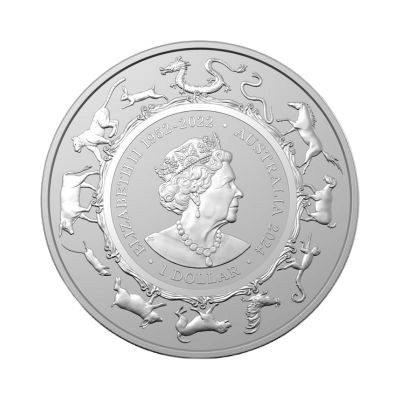 Royal Australian Mint Ox 1 troy ounce zilveren munt 2021 achterkant