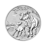 Year of the Ox 1 troy ounce zilveren munt 2021 voorkant