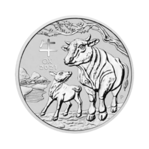 Year of the Ox 1 troy ounce zilveren munt 2021 voorkant