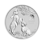 Year of the Rabbit 1:2 troy ounce zilveren munt 2023 voorkant