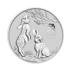 Year of the Rabbit 1:2 troy ounce zilveren munt 2023 voorkant