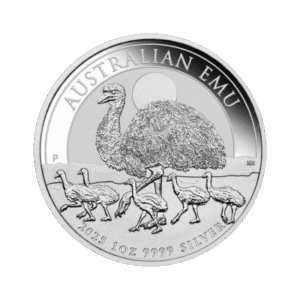 Australische Emu 1 troy ounce zilveren munt 2025 voorkant