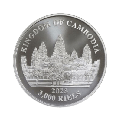 Cambodia Elephant 1 troy ounce zilveren munt 2023 achterkant