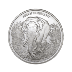 Cambodia Elephant 1 troy ounce zilveren munt 2023 voorkant