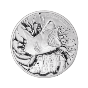 Great White Shark 1 troy ounce zilveren munt 2021 voorkant
