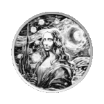 Mona Lisa x Van Gogh 1 troy ounce zilveren munt 2024 voorkant
