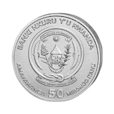 Rwanda Mountain Gorilla 1 troy ounce zilveren munt 2023 achterkant